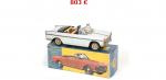 Joustra, France, Série Junior : Peugeot 404 cabriolet électrique avec chauffeur en plastique à un bras articulé et téléphone, en tôle grise, intérieur lithographié. Avec facsimilé de boîte
