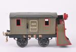 Hornby, wagon chasse-neige LNER 
vert à filet rouge, essieux ajourés.