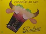 Chocolat au lait Poulain 
Projet d'affiche gouaché de Foré, 1954,...
