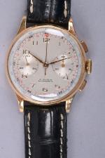 Montre bracelet chronomètre Suisse en or 18 K, à deux...