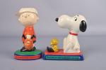 D'après Schulz, Peanuts, 2 figurines en plâtre : "I made...