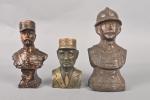 Lot de 3 bustes : Foch, De Gaulle, Poilu
.