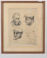 Henri Therme (1900-1973), Portraits, 
crayon signé en bas à droite,...