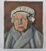 Henri Therme (1900-1973), La vieille dame au bonnet,
huile sur toile...