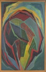 Henri Therme (1900-1973), Habitations, vert et brun,
huile sur toile, signée...