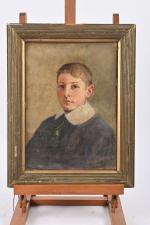 Pierre Villain (XIXe), André Ducuing enfant, huile sur toile signée...