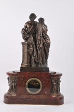 Eugène Antoine AIZELIN (1821-1902), Les bergers d'Arcadie, pendule en marbre...
