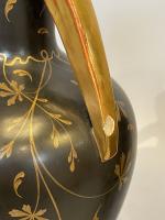 PINON-HEUZE (XXe siècle)
Paire de vases balustres à anses latérales et...