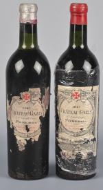 2 bouteilles, Pomerol, Château Gazin, 1947. 1 BG et 1...