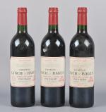 3 bouteilles, Pauillac, Château Lynch Bages, 5ème Grand Cru Classé,...