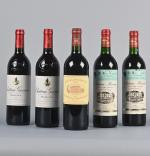 5 bouteilles :

- 1 bouteille, Margaux, Pavillon rouge du Château...