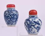 CHINE - XIXe siècle
Deux flacons tabatière en forme de pots...