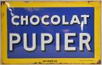 Chocolat Pupier
Plaque émaillée bombée EAS, (éclats sur les bords), 27...