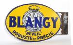 Réveil Blangy
Plaque émaillée ovale en enseigne EAS, (petits éclats), 36...