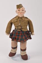 Tommy, soldat humoristique écossais 
en composition peinte et tissu. 30...