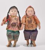 Petit couple de chinois
tête et bras en composition, traits peints,...