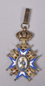 Serbie Ordre de Saint Sava. Croix de Commandeur. Argent doré,...