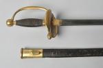 Épée d'Officier, modèle 1816. Fusée entièrement filigranée. Monture en laiton....