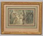 Constantin GUYS (1802/05-1892)
Elégantes et hommes aux hauts-de-forme
Pinceau, encre, et aquarelle...