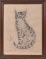 Tsuguharu FOUJITA (1886-1968) 
Chat assis
Fac-similé d'après un dessin à l'encre...