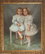 Les deux soeurs
Beau pastel représentant deux jeunes enfants, l'une assise...