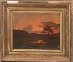 David SUTTER (1811-1880) 
Chasseur au soleil couchant 
Huile sur panneau...