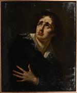 Entourage d'Alexandre Deveria,
Portrait d'un comédien
Huile sur toile. 74 x 60...