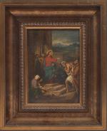 Ecole italienne XIXe 
Christ bénissant les lépreux 
Huile sur toile....