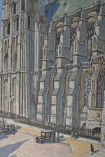 Albert HOREL (1876-1964) 
Voitures stationnées devant la cathédrale de Chartres...