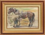 Vladimir OUTCHINNIKOV (1911-1978)
Homme sellant un cheval, 1992
Aquarelle signée et datée...