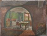 Raymond CAZANOVE (1922-1982)
La cuisine
Huile sur toile. Tampon de l'atelier au...