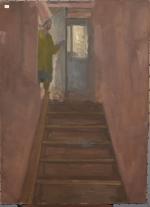 Raymond CAZANOVE (1922-1982)
En haut de l'escalier
Huile sur toile. Tampon de...