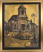 Jef FRIBOULET (1919-2003)
Église du Bolbec, 1953 
Huile sur toile signée...
