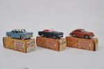 Norev, trois modèles :
Simca Versailles bleue, Porsche Carrera rouge et...