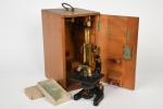 Ernst Leitz
Microscope en bronze, laiton et fonte de fer, tourelle...