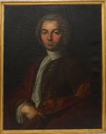 École française XVIIIe
Portrait d'homme au manteau rouge.
Huile sur toile.
