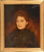 École française vers 1880, entourage de Jean-Jacques Henner
Portrait de femme...