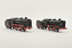Märklin écart. O, deux locomotives mécaniques 020
noires à filets rouges...