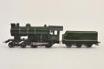 Fournereau, locomotive électrique type 220
verte et noire, avec tender charbon...