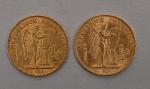 Deux pièces de 20 francs or au Génie, 1878 (A)...
