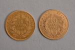 Deux pièces de 10 francs or Napoléon 1857 et 1867....