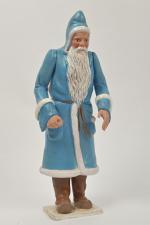 Petitcollin, Père Noël sans hotte,
sujet en celluloïd à manteau bleu...