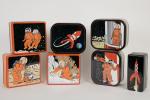 D'après Hergé, Les aventures de Tintin, 
7 boîtes à biscuits...