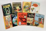 Hergé, Les aventures de Tintin, ed. Casterman, 7 albums état...