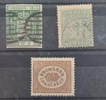 EUROPE Plaquette de 3 timbres Espagne 26 (pli), Norvège 7...