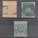 MAURICE Plaquette de 3 timbres de Maurice 5a (planche usée...