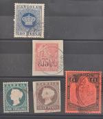 AFRIQUE Plaquette 5 timbres Angola 5, Benin 12 a (surcharge...