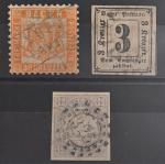 ALLEMAGNE Plaquette de 3 timbres de Bade grand duché 21...