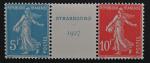 France Paire exposition STRASBOURG 1927 charnière hors timbre mais sur...