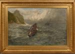 Gustave Hervé COLIN (1828-1910)
Bateaux par forte mer
Huile sur toile 
Signée...